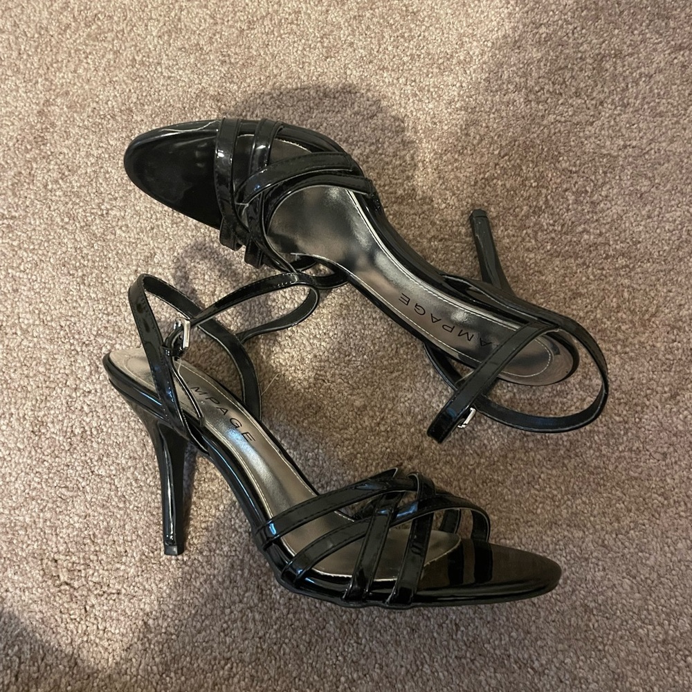 Rampage Black Strap Heels